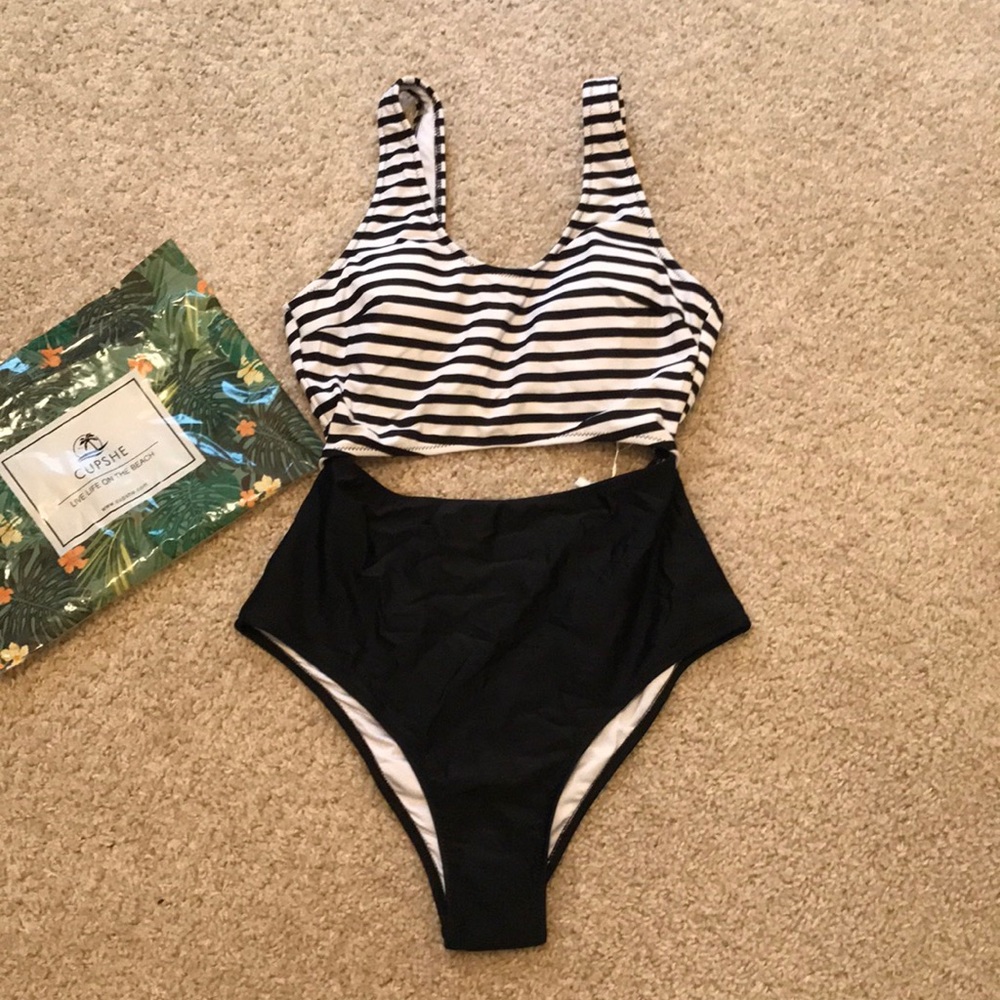 NWT Black and White Cut-Out One Piece